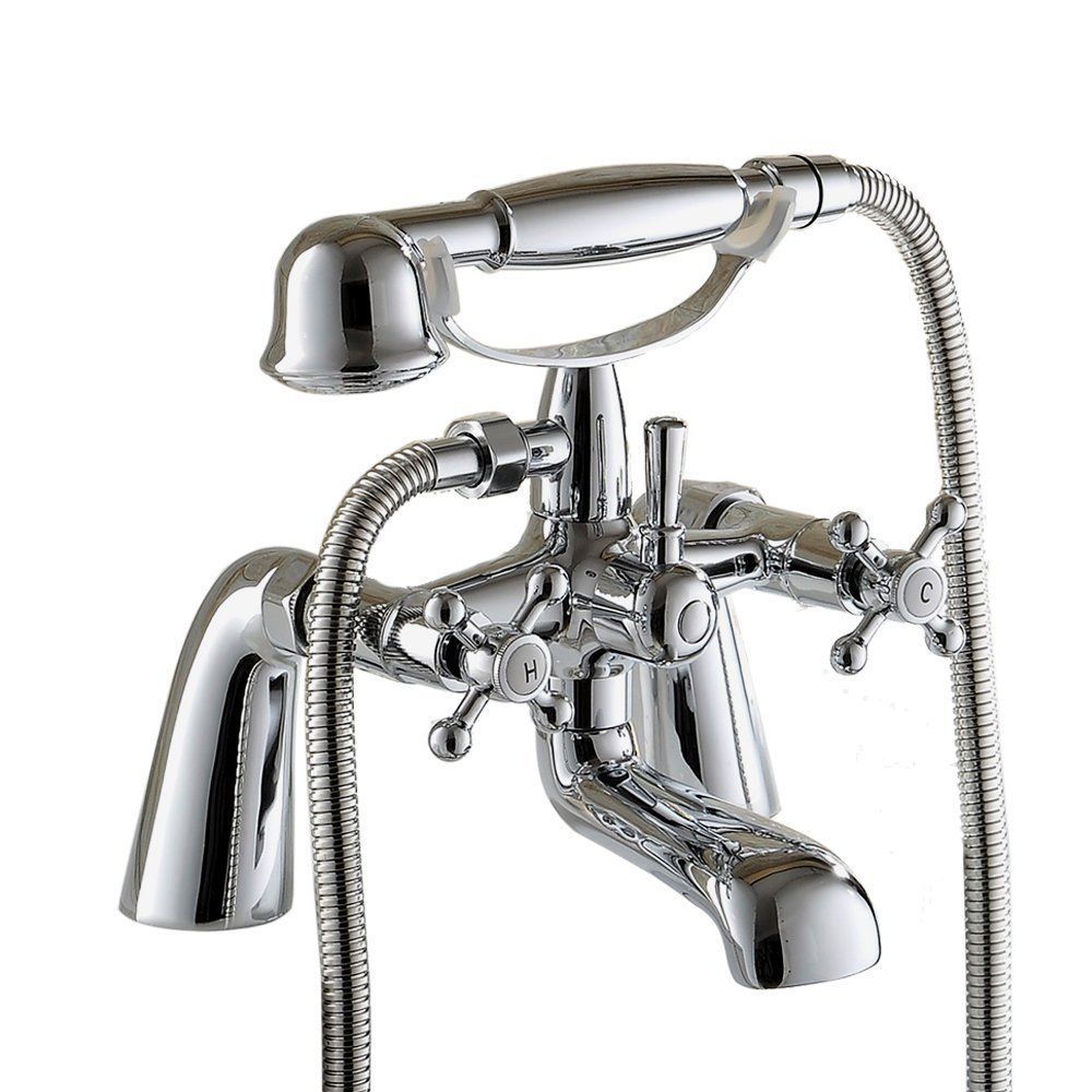 Victorian Traditional Bathroom Shower Taps Filler Mixer Tap Handheld Faucet Chrome Brass 
